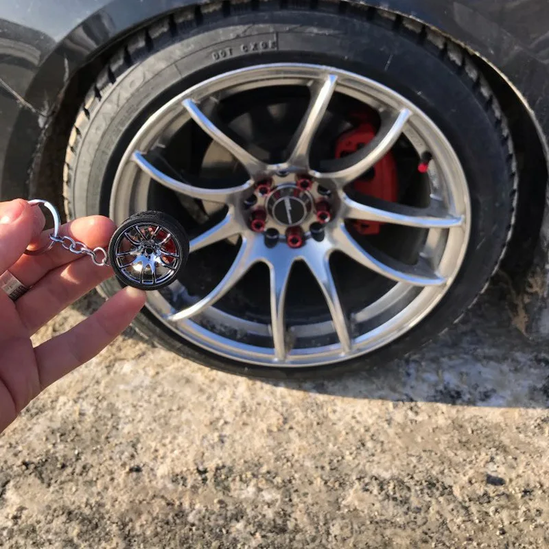 2023 Car Pendant Keychain 3D Tire Keychain Car Wheel Hub Key Chain Auto Tire Model Metal Speed Gearbox Gear Head Key Ring Charm