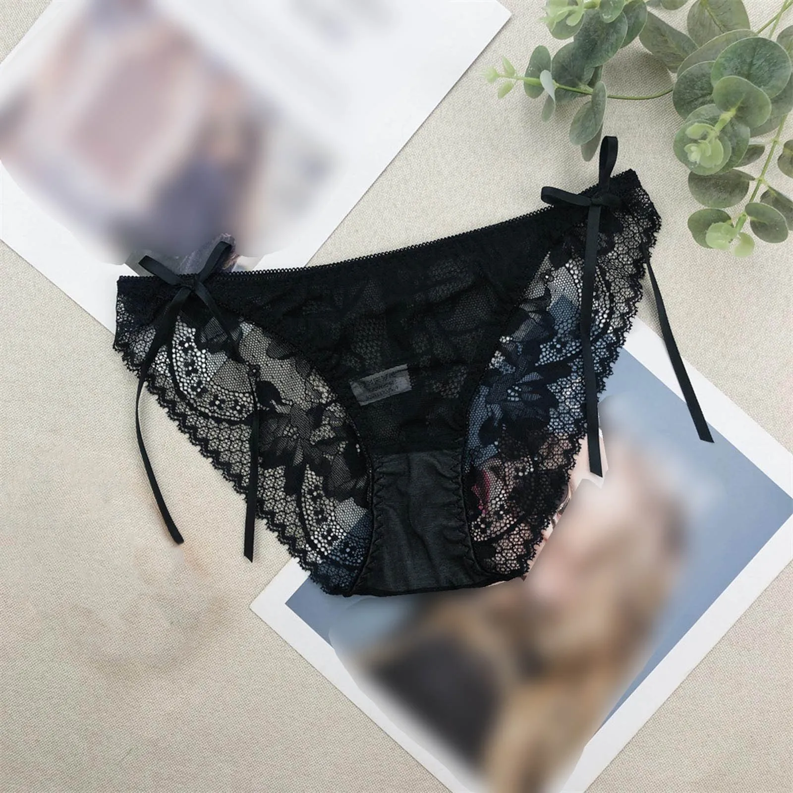 Women S Underwear Mesh Lingerie Panties Sexy Bow Design Breathable Hollowed Out High Elastic Low Waist Butt Padded 5