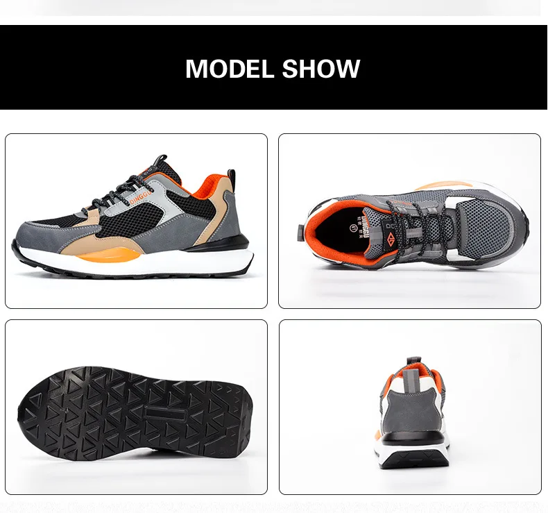 WOUDHONY Men Safety Shoes Lightweight Breathable Work Shoes Sneakers Indestructible Anti-smashing Steel Toe Safety Boots