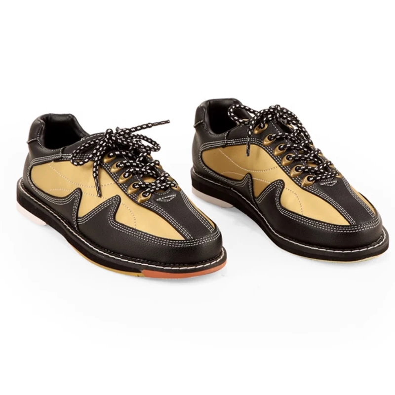 Women Men Genuine Leather Bowling Shoes Unisex Breathable Skidproof Sneakers Lace-up Cushioning Indoor Shoes for Bowling