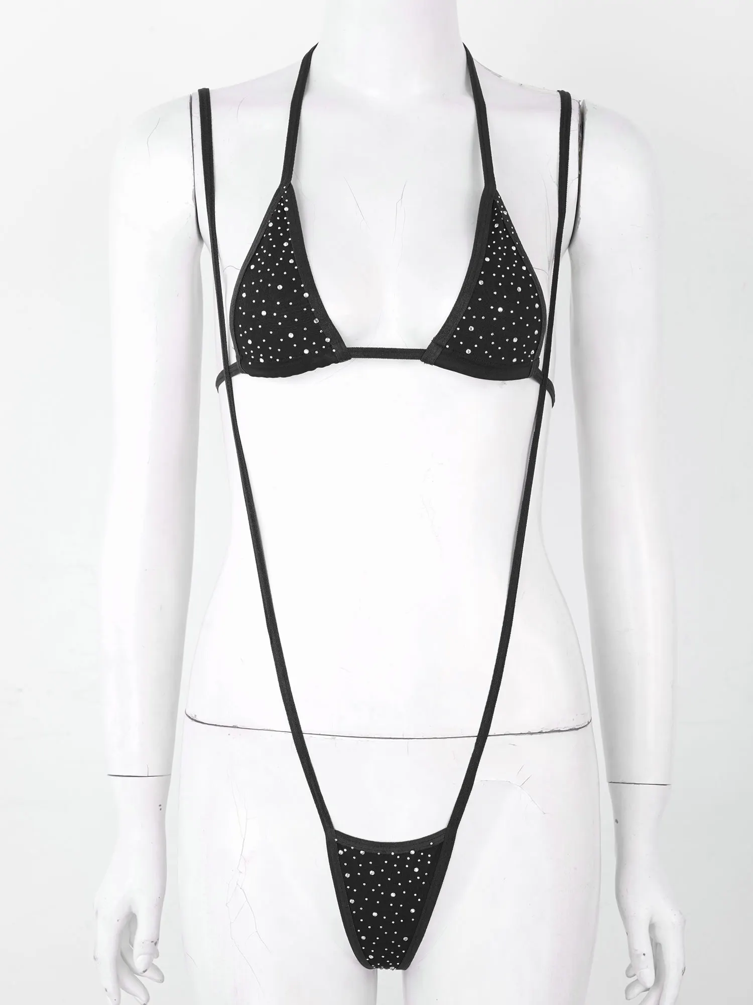 Women Swimming Swimsuit Lingerie Suit Lace-up Halter Neck Bra Tops with Sling Shot Bodysuit Sexy Swimwear Sunbathing Bikini Set