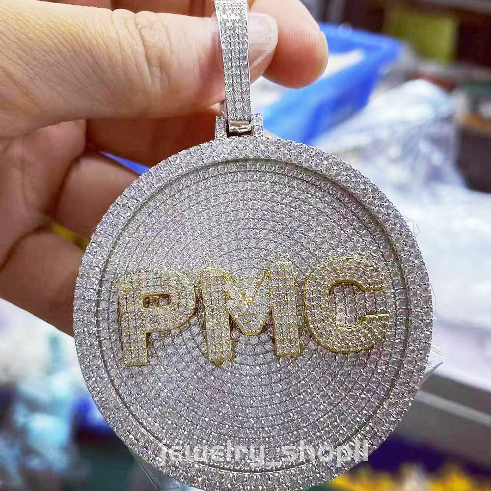 diamond pendant Hip-Hop tennis chain pendant 925 Sterling Silver VVS Moissanite diamond cluster iced out Custom letter pendant for men women