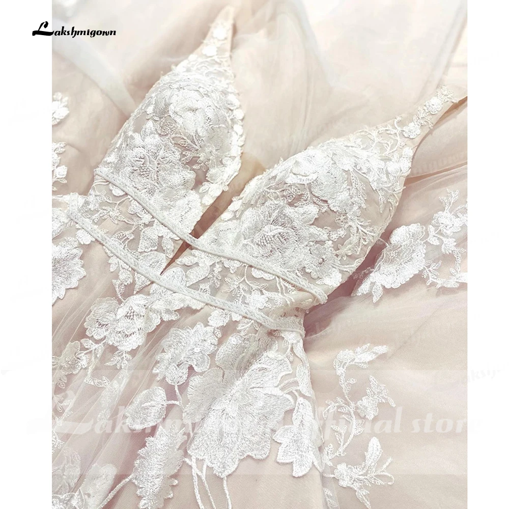 Lakshmigown Bohemian Wedding Dresses V-Neck 2025 Appliques Lace A-Line Beach new Princes Wedding Bridal Gown 2024 Plus Size