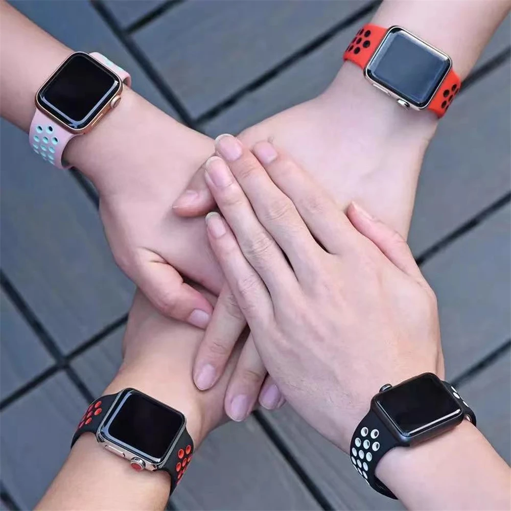 Silicone Bracelet for Apple Watch Band 40mm 45mm 41mm 44mm 38mm 42mm Correa IWatch Series 3 4 5 6 SE 7 8 Ultra 49mm Strap