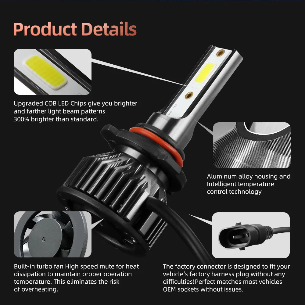 TEENRAM Canbus 180W LED Headlight 40000LM 9007 H4 H13 Hi-Lo Beam Lamp Combo Beam H1 H7 H11 9005 9006 Car Turbo Bulbs 12V 24V