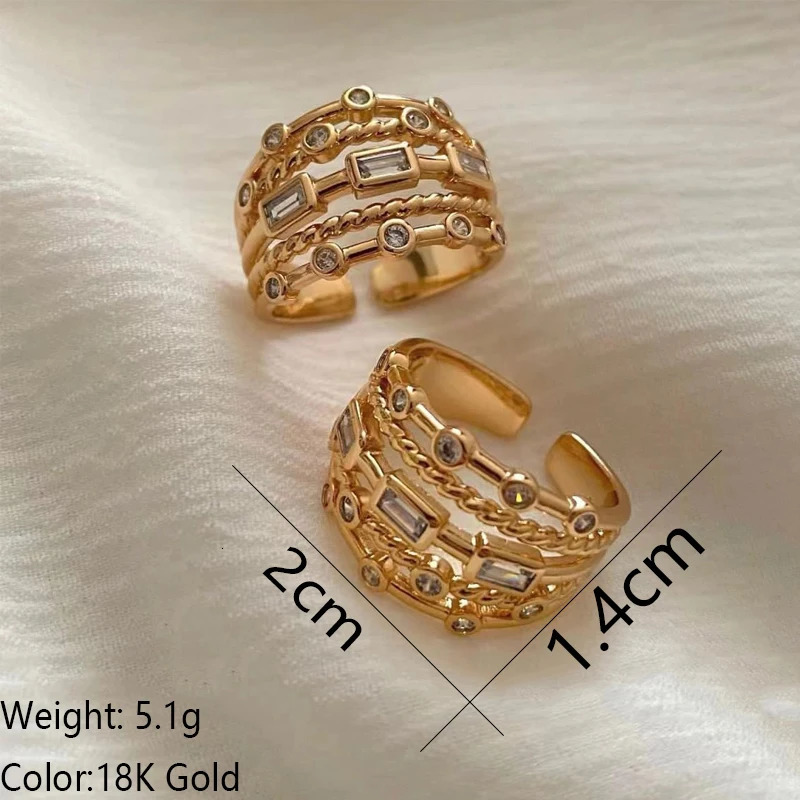 Nwe Stainless Steel 18 K Gold Plated Sun Rings for Women Natural Stone Inlaid in Hollow Metal Texture Ring Trendy Jewelry 240322