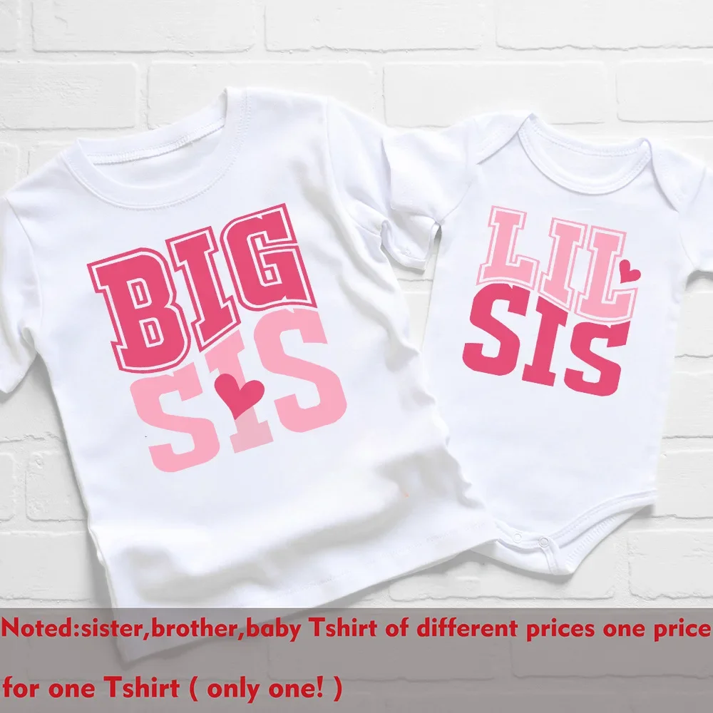 Big Bro Little Bro Print Sibling Outfit Tee Retro 2025 Family Matching Shirt Tops new Big Brother Big Sister T-shirt Baby Bodysuit Romper