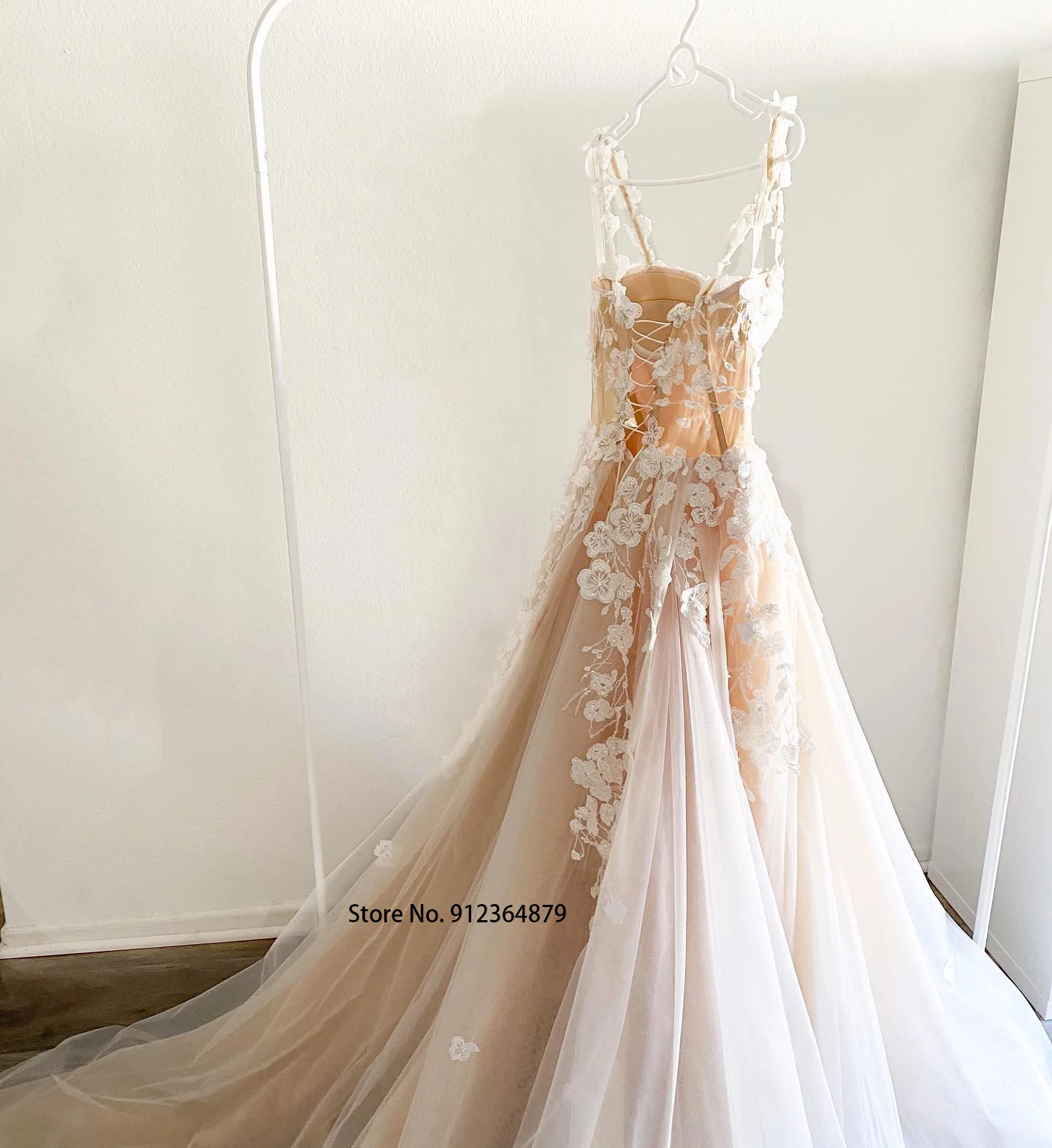 Elegant Two Straps 3d Flower Lace A Line Wedding Dresses Champagne Liner Tulle Appliques Formal Bridal Gowns Womens 2023