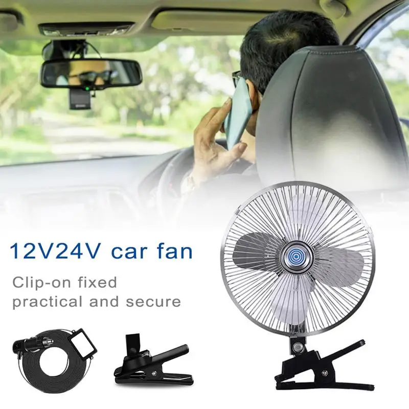 Automobile Car Fans Dual-Head 2 Speeds Adjustable For Dashboard 12V Truck Van Oscillating Easy Install Clip-On Air Flow Cooling