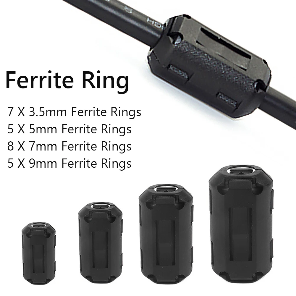 25/22pcs Ferrite 2025 Core Ring Clamp Kit 3.5mm/5mm/7mm/9mm Clip On Cable Connector Noise new Filters Suppressor for USB Car Radio Video