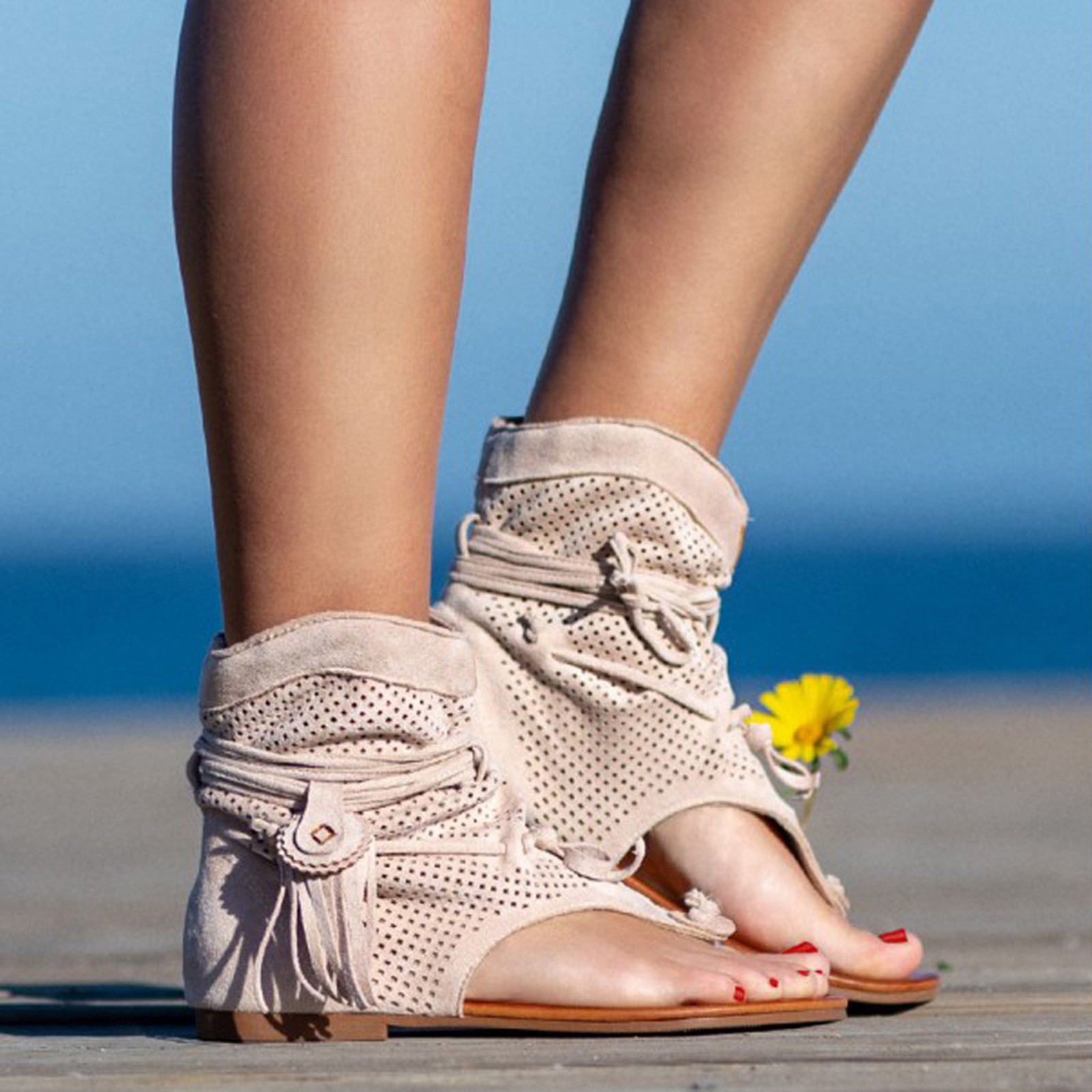 Sandals Women Girls Retro Bohemian Tassel Roman Beach Shoes Boots Summer 2023 Clip Toe Gladiator Sandals сандали женские