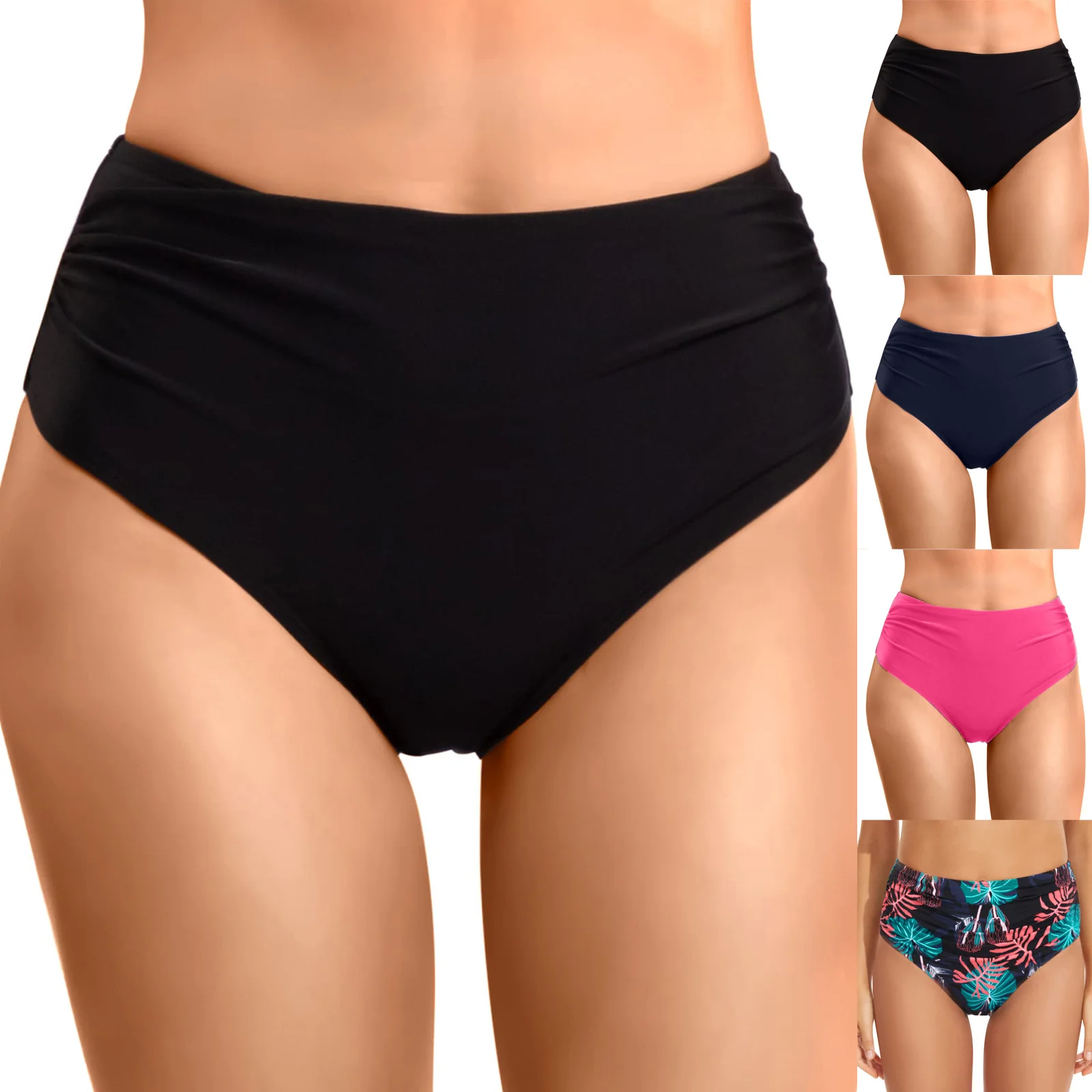 Bra And 2025 Skirt Set Women High Waist Bikini Bottoms Swim Briefs Beach Shorts Ruched Women new Bathing Suits with Shorts