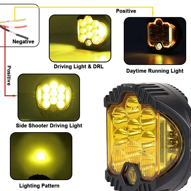 LED nebel fahr licht 7 inch 90w 3000K 4300K gelb off road spot licht 4x4 SUV