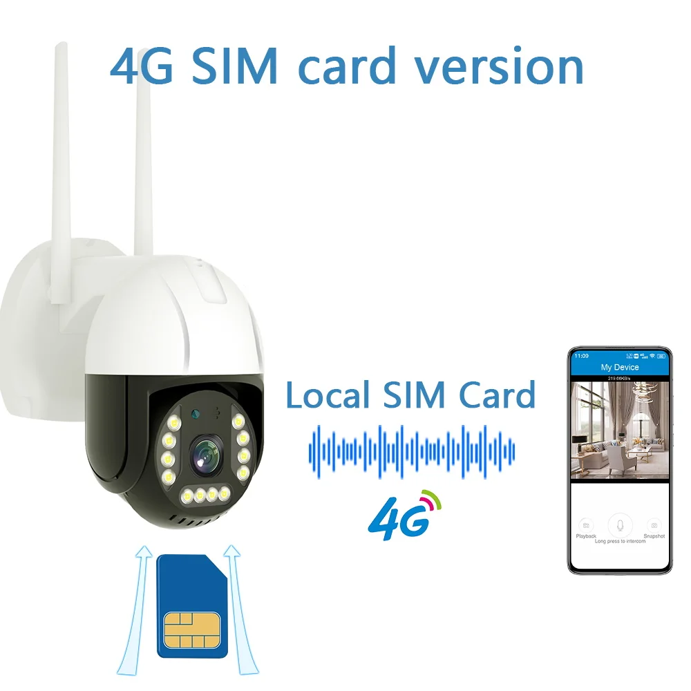 4G Sim Card Camera Outdoor Factory OEM 5MP Starlight V380 Pro Monitor Camera 4G Sim Card LTE Security CCTV 4G CCTV PTZ IP Camera