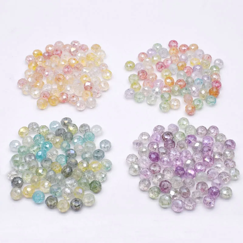 8mm Imitate Natural Stone Fragmented Floral Rondell Faceted Crystal Glass Beads for Jewelry Making DIY Candy Color Bracelet