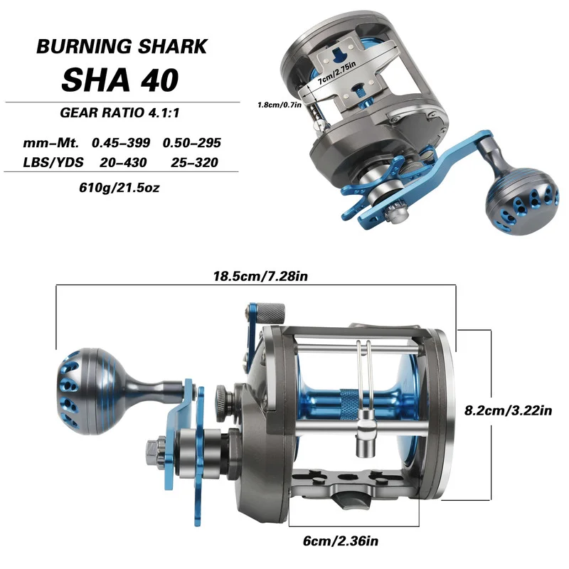 Sougayilang Trolling Fishing Reels 6+1BB Super Strong Right Hand Fishing Reel Max Drag 25kg for Sea Boat Fishing Saltwater Reel