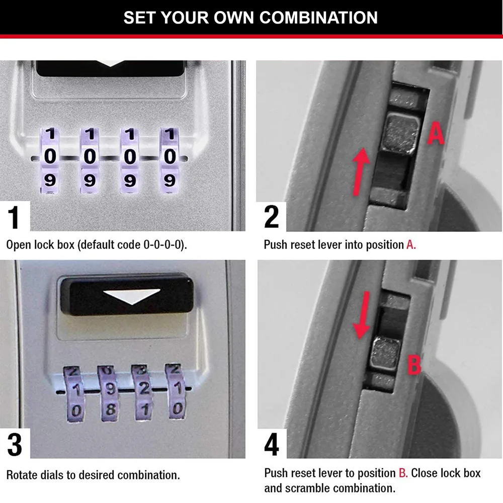 5425D Security Key Lock Box Smart Safe Storage Lock Box 10000 Code Types Wall Mounted for Outdoor Real Estate Sales Car Keys