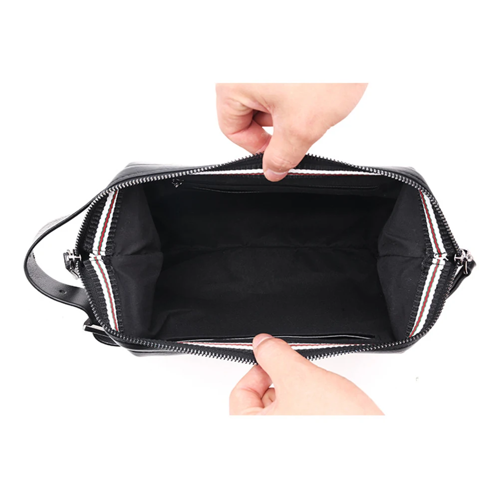 New Leather Cosmetic Bag Waterproof Organizer Toiletry Handbag Wash Pouch Women Men PortableTravel MakeUp Bag Wrist Clutch Bags
