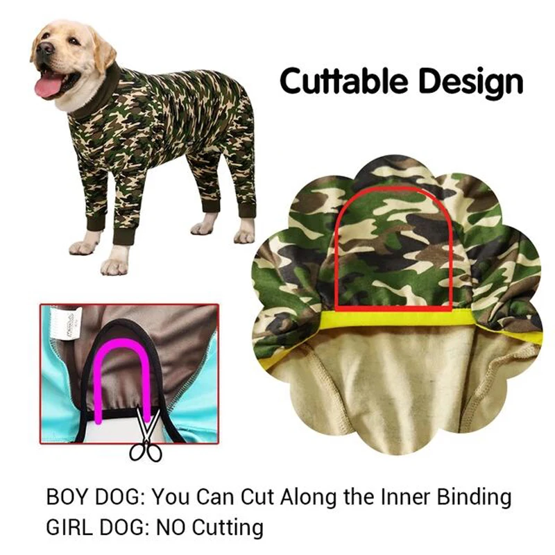 Dog Pamas for Medium Large Dogs Soft Cozy Clothes Jumpsuit Full Covered Belly Pet Recovery Suit Girl Boy Cuttable
