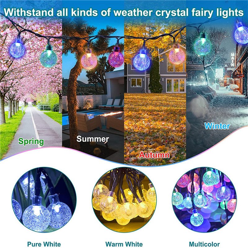 8 Modes 200 LED Solar Light Crystal ball LED String Fairy Lights Outdoor Waterproof Solar Garlands Decor Garden Christmas Party