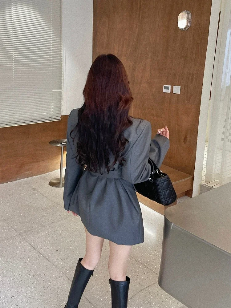 UNXX Korea Chic Temperament 2025 Black Blazer Women Autumn 2022 New Loose Single Breasted Irregular new Long Sleeve Suit Jacket Coats