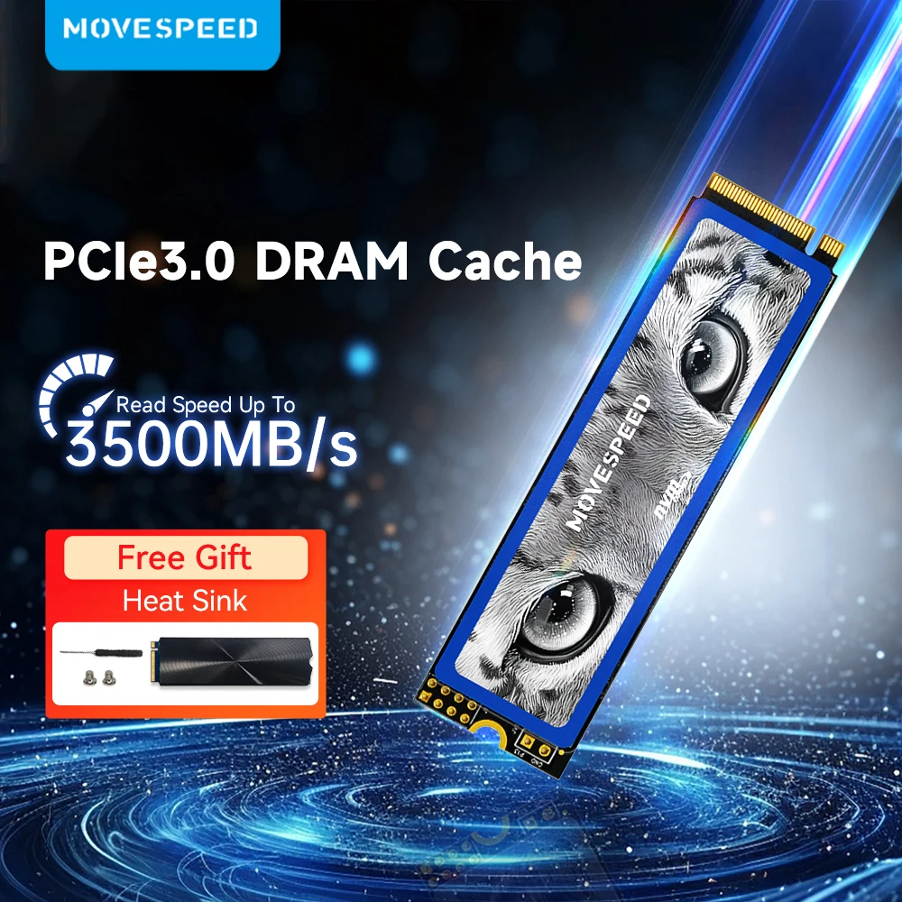 MOVESPEED 3500MB/s SSD NVMe M.2 2280 with DRAM Cache 512GB Internal Solid State Drive M2 PCIe 3.0x4 2280 SSD for PC Laptop