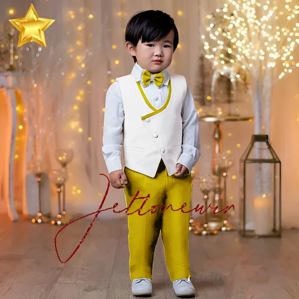Boys Suit Set Wedding Formal Kids Flower Child Outfit Party Ceremony Birthday Costume Vest Pants 2 Pieces 2-16 years old
