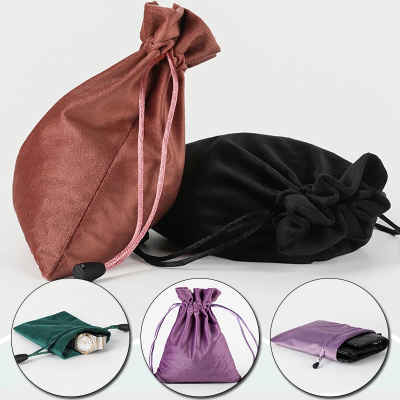 1Pcs Drawstring Velvet Pouches Jewelry Packaging Display Bag Soft Eyewear Case Wedding New Year Gift Bag Xmas Present Pocket New