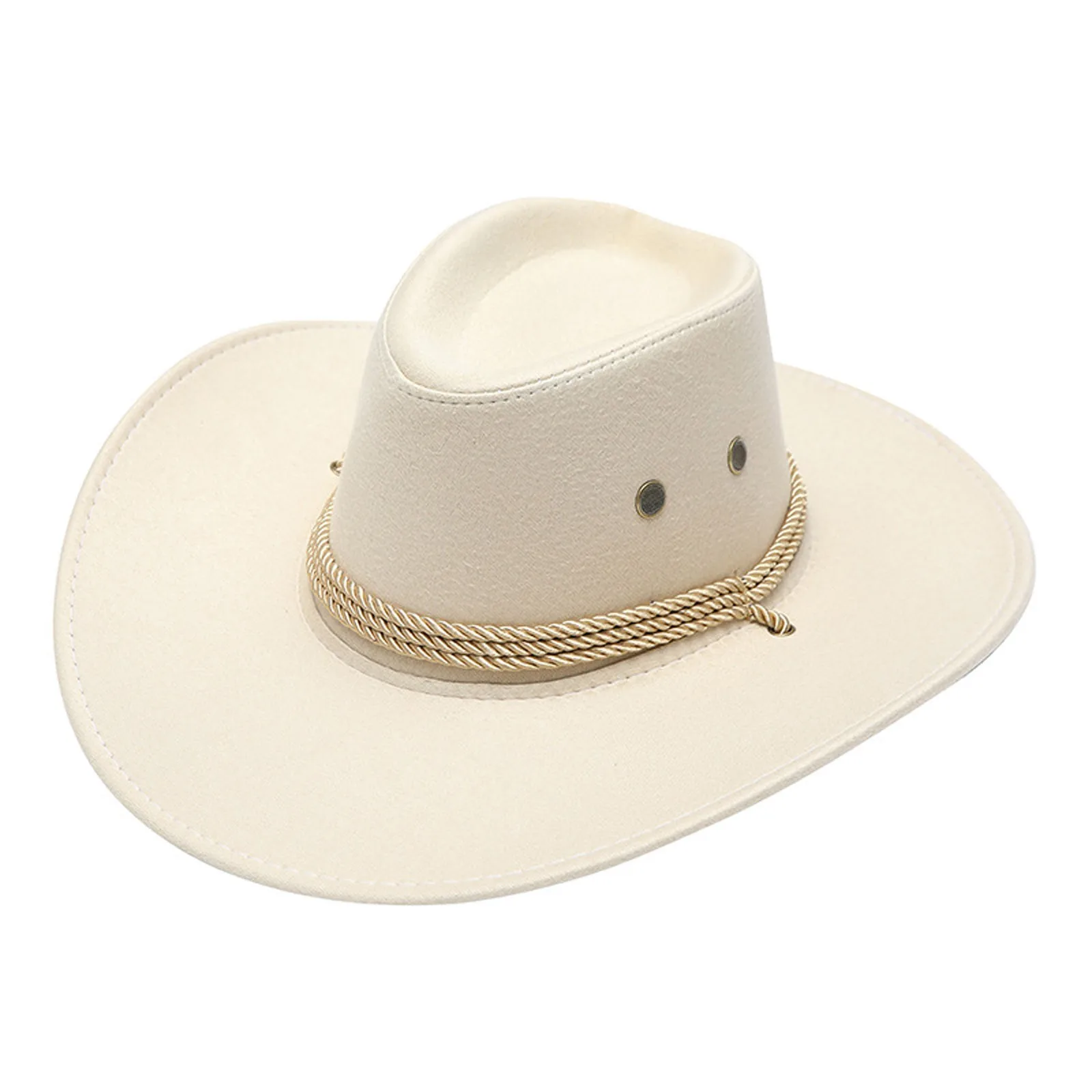 Summer Men Sun Women Hat Solid ddmysmile Color Cool Western Cowboy Hat Plain Solid Color Peaked Cap Large Western Rope Knight Cowboy Hat Smile