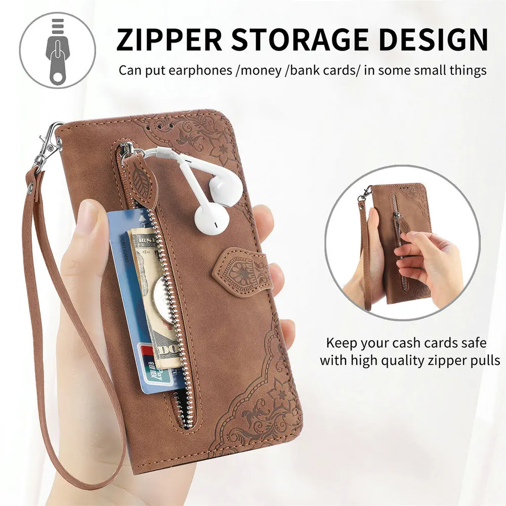 For Honor 90 Lite 70 X8 X6 Luxury Case Hono X 7 8 X6s X9 Zip Leather Texture Book Funda Honor 90 Pro X7 6 X8a X7a X6a Flip Cover