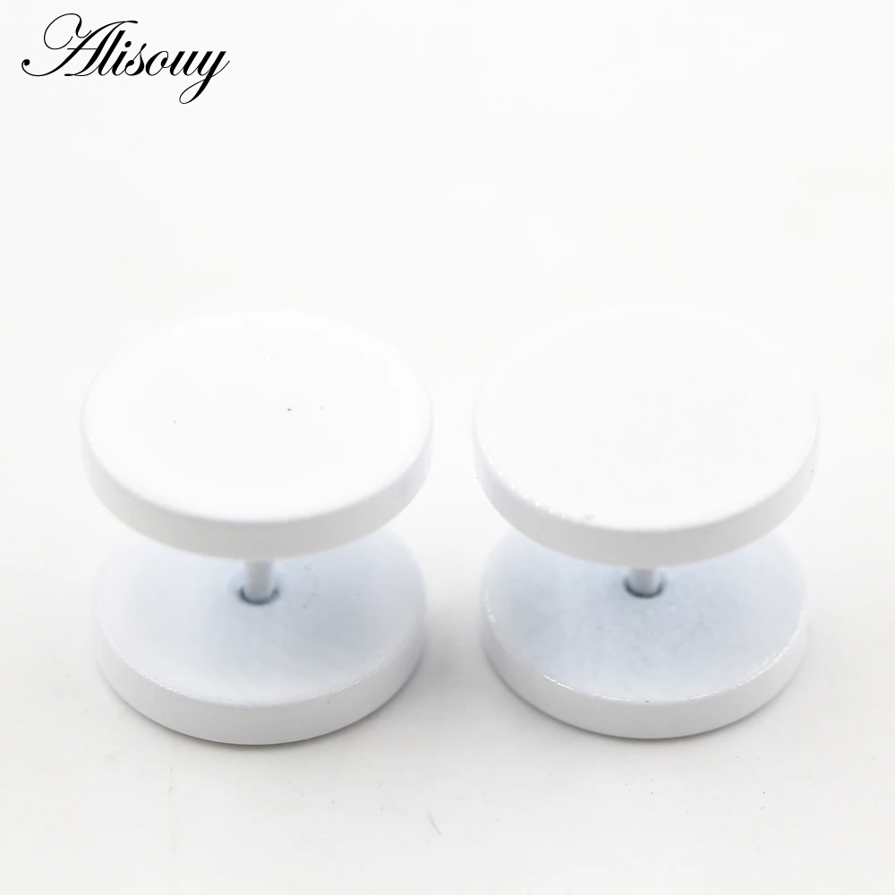 Alisouy 2PC Double Sided Round Stud Earrings 2025 White/Yellow/Green Color 4mm-14mm new Men Earring Ear Jewelry