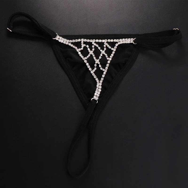 Women's Sexy Rhinestone Waist Chain Word Rhomboid Navel T-thong Body Jewelry