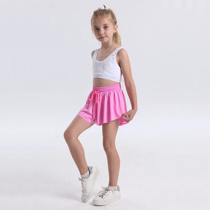 INLUMINE Children Sports Shorts with Pocket Girls Summer Quick-Drying Breathable Skirt Kid Outdoor Running Exercise Tennis Skirt