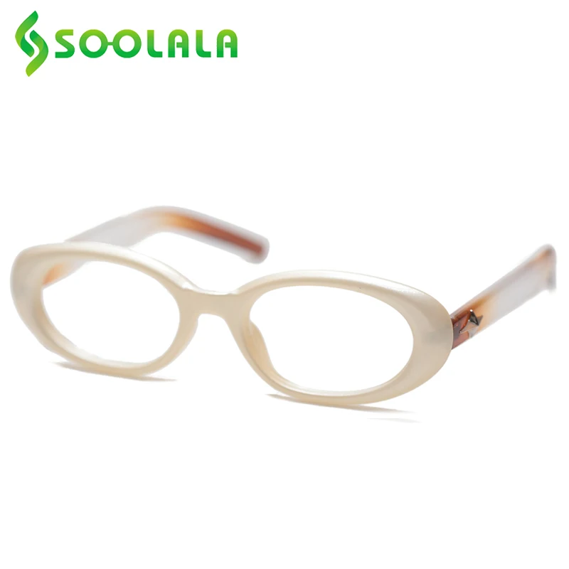 SOOLALA Small Oval Presbyopic Reading Glasses Women Anti Blue Light Female Frame Magnifying Grade Eyeglasses