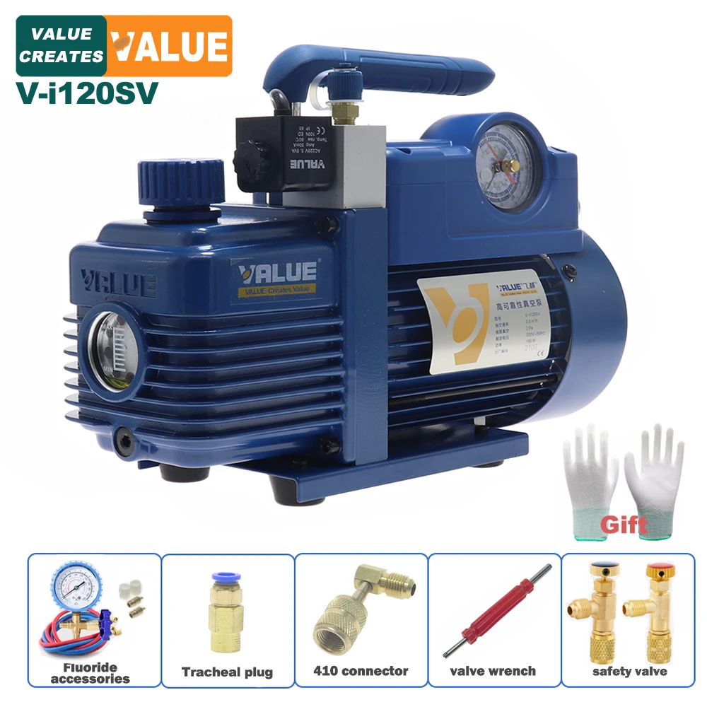 VALUE V-i120SV L Series New Refrigerant Vacuum Pump Single Stage Suitable for R410A,R407c, R134a, R12,R22 Refrigerant 50/60HZ
