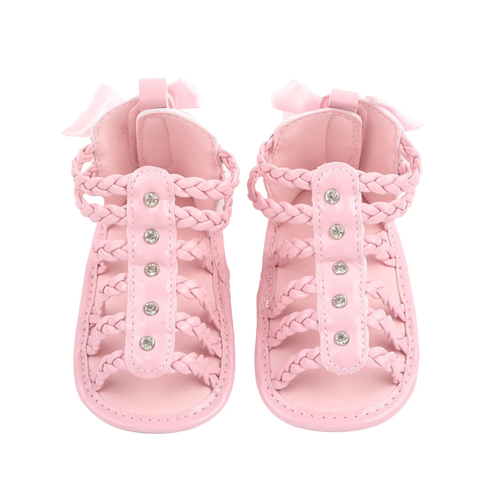 Pudcoco Infant Newborn Baby Girls Summer Sandals, Anti-Slip PU new Leather Hollow Out Flat Shoes with 2025 Back Bow
