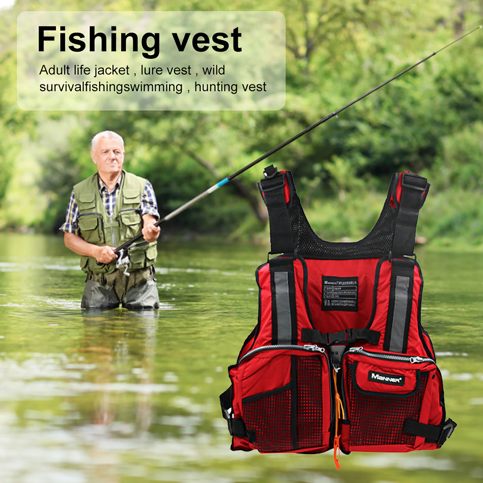 Universal Life Jacket for Adult Swimming Aid Buoyancy Vest Outdoor Swimming Boating Skiing Driving Vest Survival Suit Life Jacke