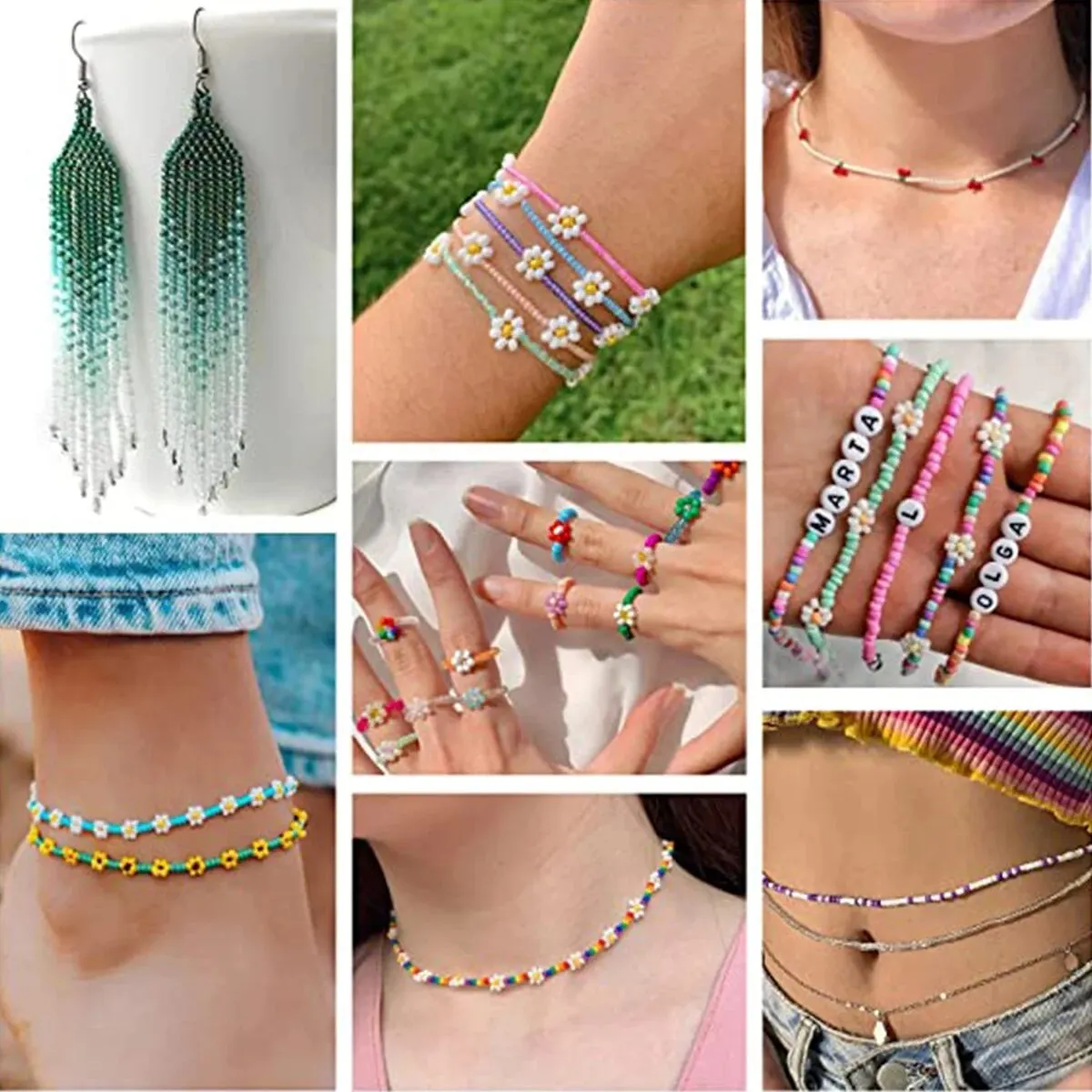 About 13040pcs 2 Series Box Set, Rice Beads, Letter Beads, Material Bag, Handmade DIY, Beaded Bracelet, Necklace, Jewelry Access