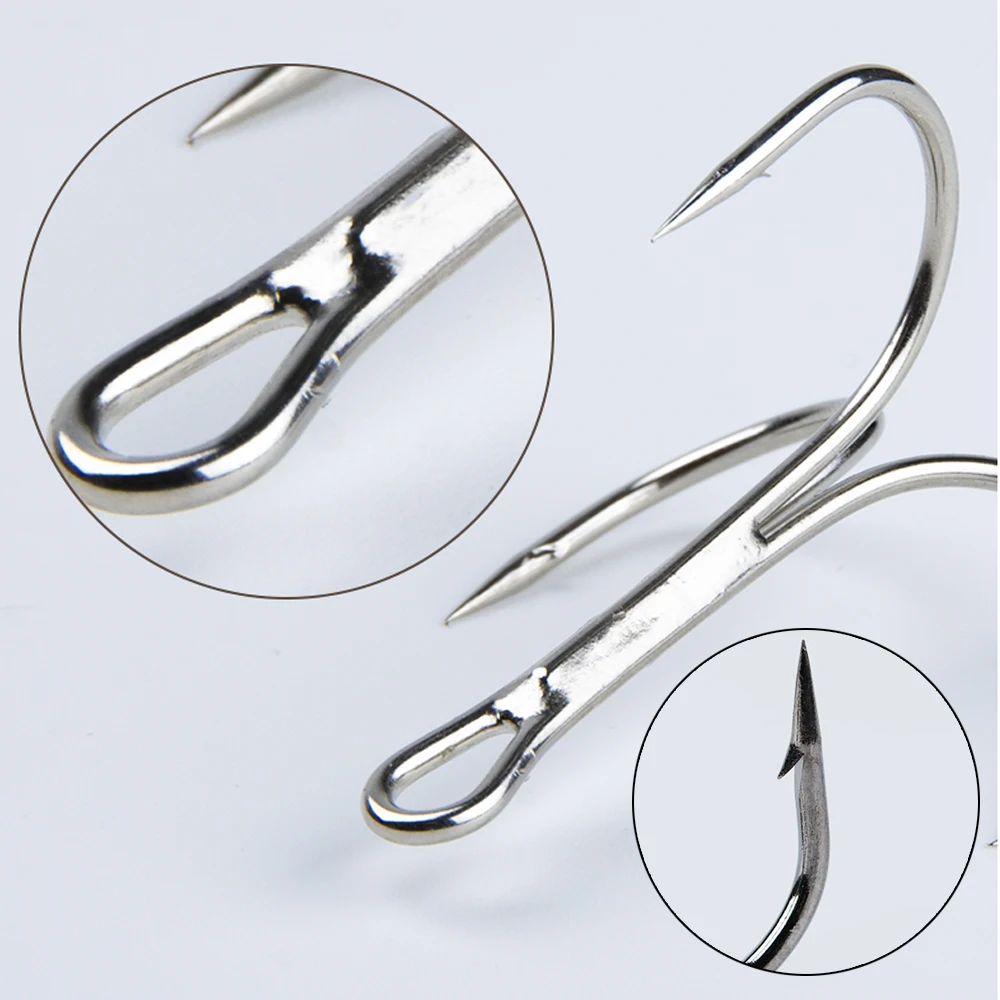 new 15pcs/box 5002 Treble hooks Sier Size 1/2/4/6/8/10/12/14# Bait Fishing Tackle 2025 Round Bend For Pike Bass