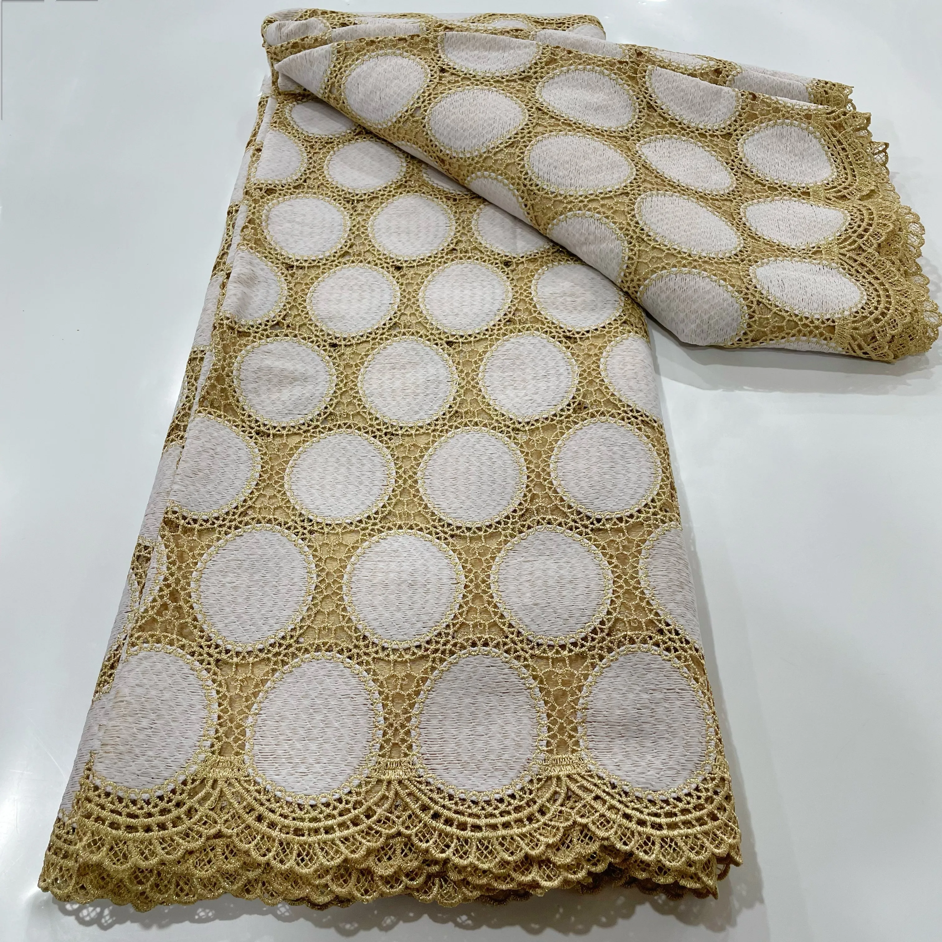 Classic High Quality African Guipure Cord Lace Fabric 2024 French Nigeria Lace Fabric for Luxury Wedding Material