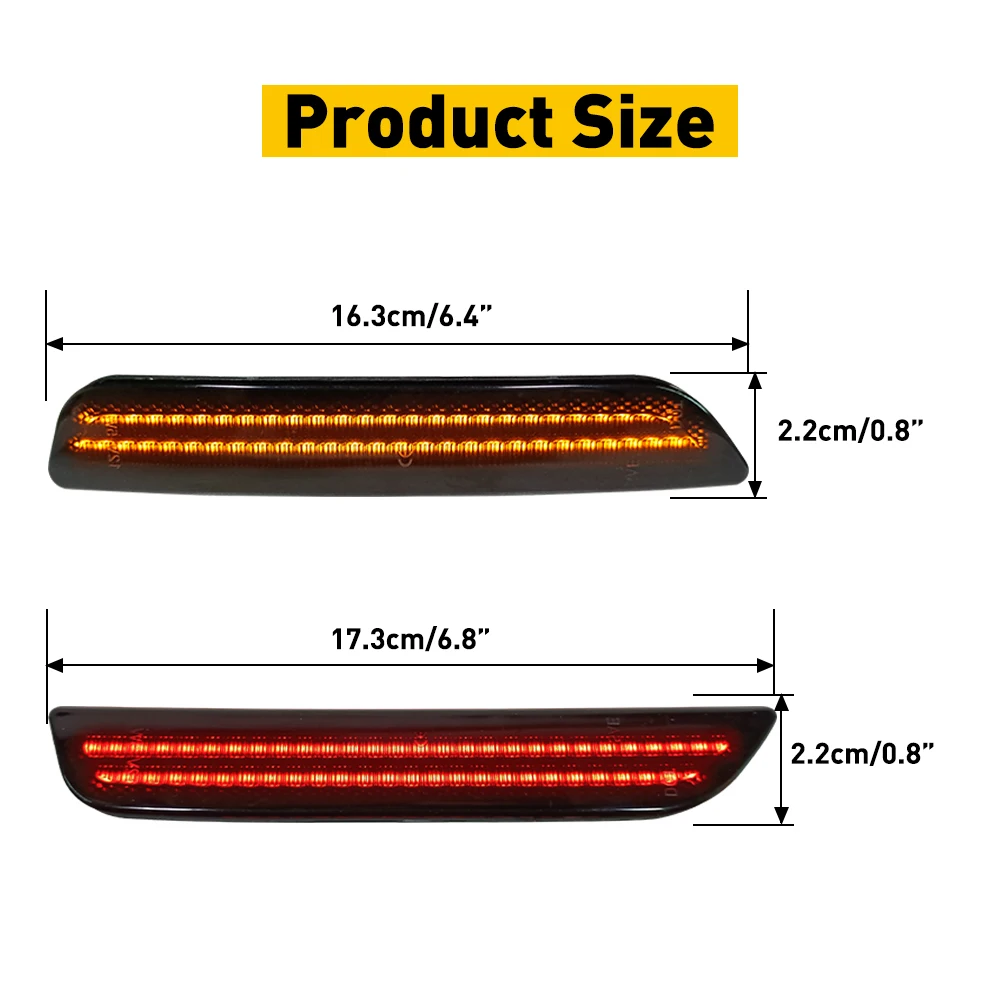 4/2Pcs Front Rear LED Side Marker Light For Ford Mustang 2010 2011 2012 2013 2014 Amber Red White Rear Front Bumper Car Light