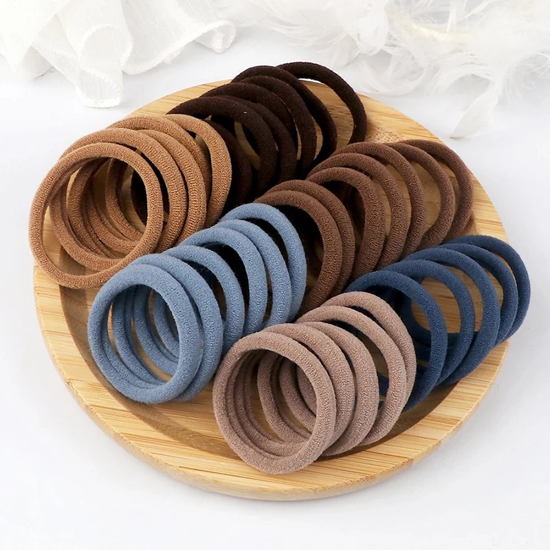 4cm Children 50PCS Headband High Elastic Solid Color Scrunchies Kids Baby Hair Bands Headwear Hair Accessories Gifts Holder smile