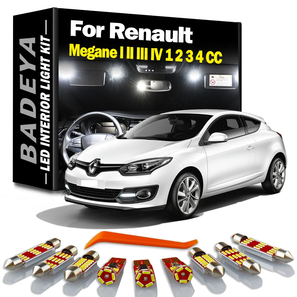 BADEYA Canbus Car Lamps For Renault Megane I II III IV 1 2 3 4 CC LED Interior Dome Map Reading Trunk License Plate Light Kit