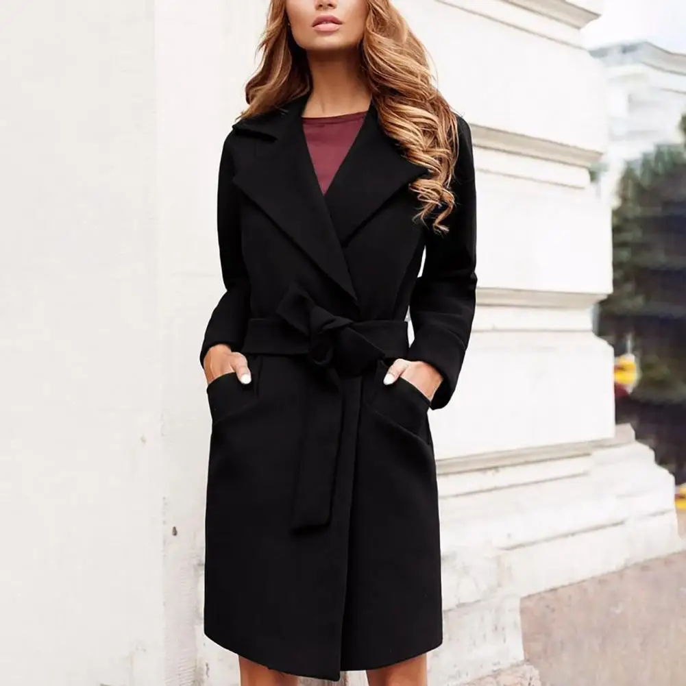 Trendy Lapel Long Winter Women Jacket With new Belt Tight Waist Casual 2025 Coat Tight Waist Turn-down Collar Lady Clothes for Dating