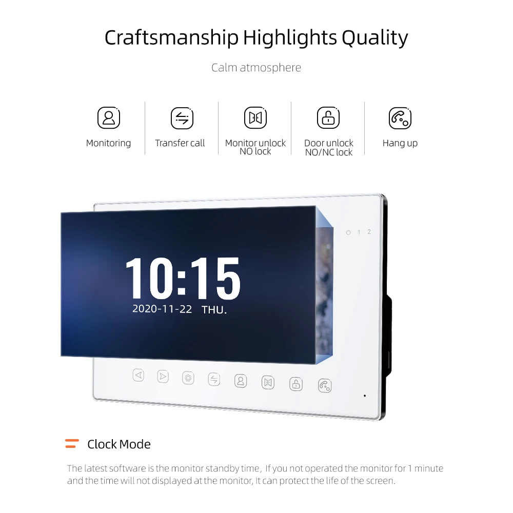 Jeatone Tuya WiFi Fingerprint Video Intercom Home 7Inch Monitor Screen 1080P 1F/2F/3F/4F Door Phone Camera with ID Cards Unlock