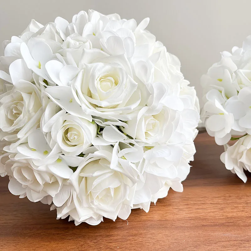 new Wedding Bridal Bouquet Corsage 2025 Bridesmaids Bride Boutonniere White Hydrangea Silk Roses Marriage Accessories Artificial Flowers