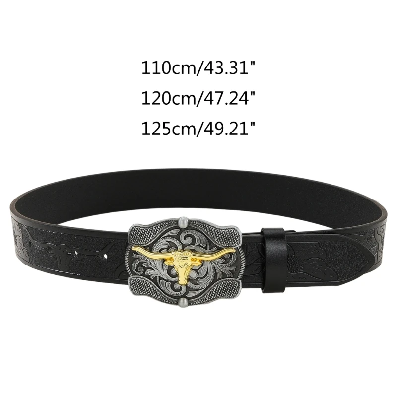 Longhorn Bull Belt Buckle Belt Vintage Western Belt Cowboy Belts For Men Western With Big Buckle Leather Belt Jeans Belt