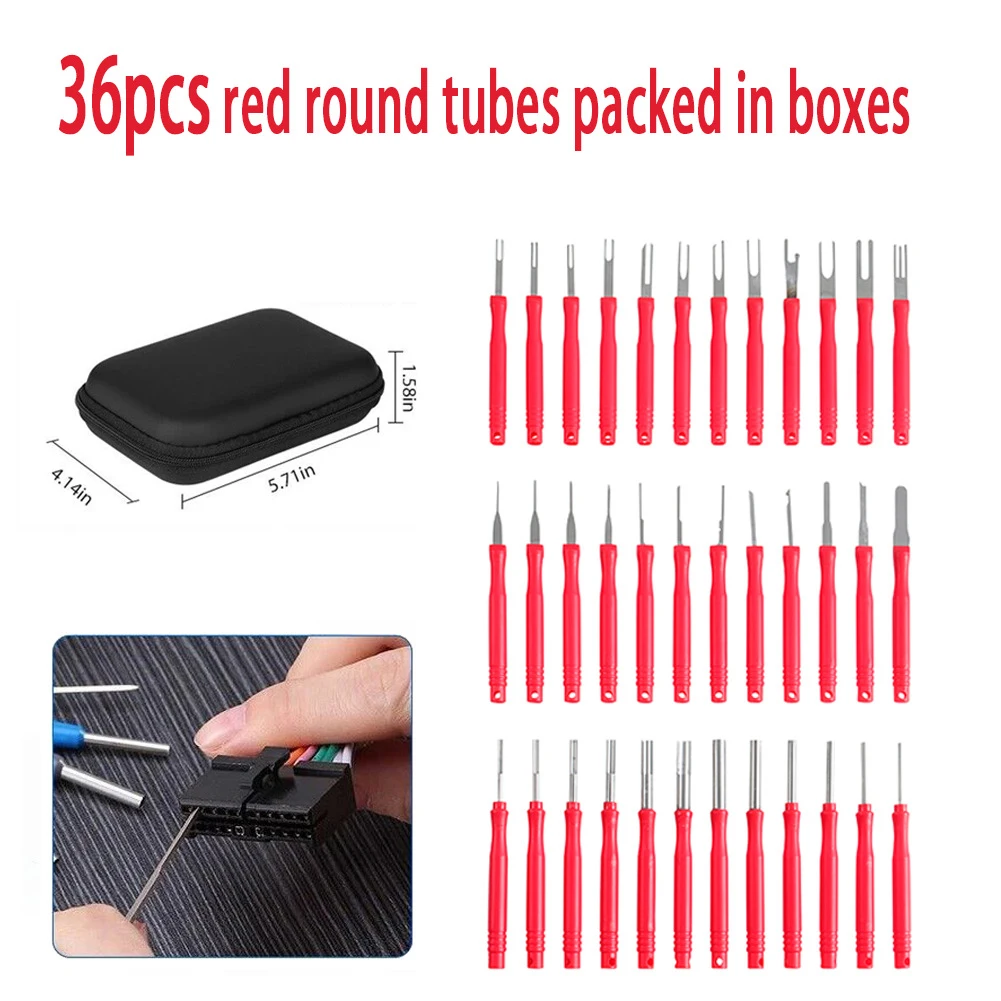 36Pcs Car Terminal Removal Tool Kit Uto Cable Plug Remove Puller Electrical Wire Crimp Connector Pin Extractor Disassembly Tools