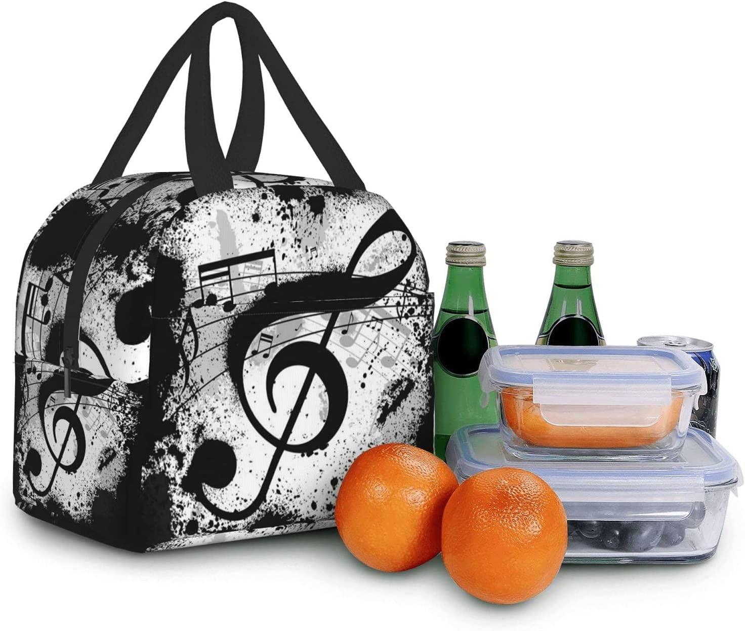 Music Note Insulated Lunch Bag For Women Men Leakproof Cooler Lunch Box Reusable Thermal Tote Bag For Work School Picnic Beach