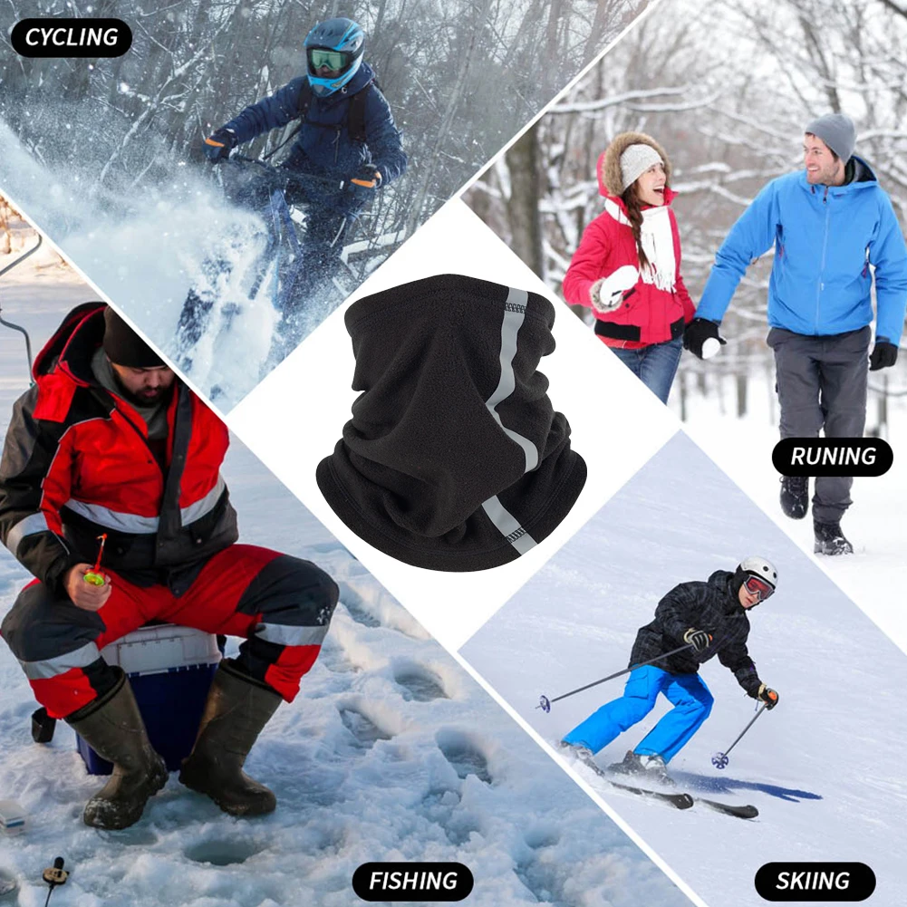 Winter Warm Fleece Neck Scarves Reflective new Skiing 2025 Neck Cover Ski Mask Windproof Motorcycle Face Mask Scarf Riding Hiking Scarves